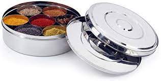 zinel gewurzbehalter masala dabba mit 7 schalen und 2 edelstahl deckeln 24 cm gewurzbehalter edelstahl behalter
