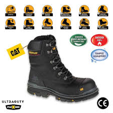 Παπούτσια Μποτάκια Ασφαλείας - Εργασίας Ψηλά Αδιάβροχα Μαύρα Caterpillar  Premier Black S3-HRO-WR-SRC - Ergaleiogatos.gr