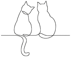 Two Cats Line Art Design 3 Sizes Included Line Art Design Line Art Drawings Embroidered Canvas Art