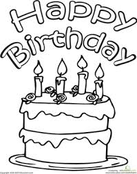 Kawaii birthday cake with rainbow candle. Color The Happy Birthday Cake Worksheet Education Com