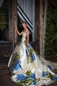 Floral Wedding Gown Blue And Green Wedding Gown Romona Keveza Flower Print Nontraditional Wedding Dress Non White Wedding Dresses Floral Wedding Gown