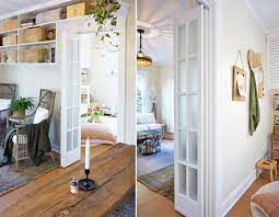 If your room is too small for nightstands, this addition will come in handy, providing space to store your favorite nighttime reads, a diffuser, a reading lamp promising review: Interior Doors For Compact Spaces The Tiny Canal Cottage