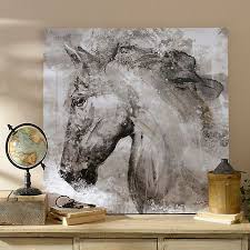 Black And White Horse Painting Black And White Horse Canvas Art Print Horse Wall Art Horse Canvas Painting Canvas Art Prints