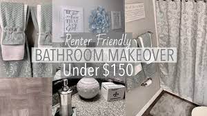 Bathroom Makeover Under 150 Diy Tile Floor Renter Friendly Tile Floor Diy Bathroom Makeover Diy Tile