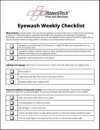 Eyewash log sheet template printable : Eyewash Station Weekly Checklist Itu Absorbtech First Aid