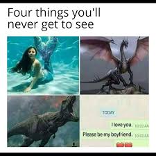 Meme Generator On Twitter At Least Dinosaurs Existed Crush Dinosaur Dragon Mermaid Boyfriend