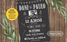 Chalkboard Arte Digital Bodas De Seda Ou Onix 12 Anos No Elo7 Design By Me 1152baf