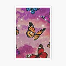 The aesthetic involves one or more butterflies either on a pastel background or in the wild. Sparkly Butterfly Background Gifts Merchandise Redbubble