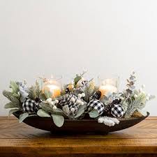 Black Buffalo Check And Greenery Candle Holder In 2020 Christmas Dining Table Christmas Table Centerpieces Dining Table Candle Centerpiece