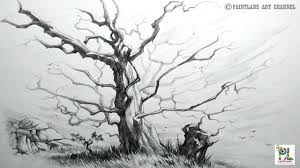 In this video you can see me drawing some of the common tree types in charcoal. How To Draw And Shade A Dried Tree For Beginners Step By Step Very Easy Pencil Art Youtube