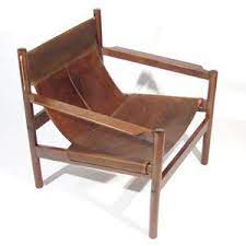 mid century leather and teak sling lounge chair leather furniture chair furniture details