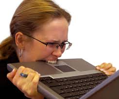 A Businesswoman Clenching And Biting A Laptop In Frustration Stress Relief Stress Social Media