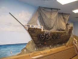 Our pirate ship is definitely a family friendly cruise. Tiny Teeth Fine Art Creative Environments Llc Mural Wall Murals Row Boat