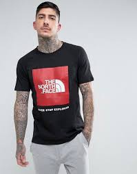Black And Red T Shirt The North Face Raglan T Shirt With Red Box Logo In Black Black Print T Shirt Mens Tshirts Top Outfits