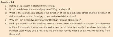 Solved Problem 3 4 A B C Define A Slip System In Chegg Com