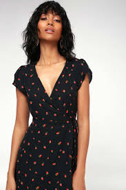 Free return, stylish & trendy teen clothes, register and get 10% off, shop now! Cute Black Wrap Dress Strawberry Print Dress Mini Dress Lulus