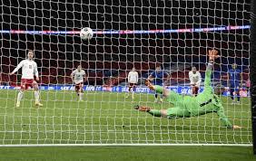 England's raheem sterling, left, is fouled by denmark's mathias jensen and a penalty is awarded during the euro 2020 soccer semifinal match between england and denmark at wembley stadium in london. England Duo Sent Off As Denmark Wins Nations League Game 1 0