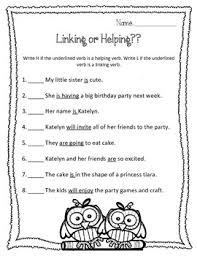 For this linking verbs worksheet, students circle the linking verbs and underline the adjective or noun it represents. Helping Verbs Or Linking Verbs Worksheet And Sorting Center Game