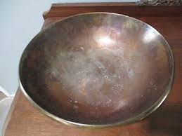 Julio Knight 13 x 3.50 '' vintage metal centerpiece fruit & salad bowl