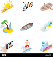 Sultry summer icons set, isometric style Stock Vector Image & Art - Alamy