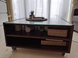 Ikea boksel coffee table glass top with storage wheels. 50 Sgd Ikea Boksel Coffee Table Furniture Home Living Furniture Tables Sets On Carousell