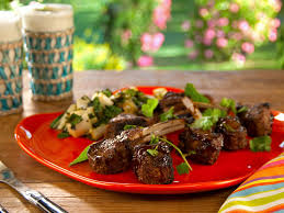 Spice Rubbed Lamb Chops Hoisin And With Grilled Bok Choy Salad Recipe Grilled Bok Choy Bok Choy Salad Lamb Chops