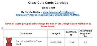 The Non Crafty Crafter Crazy Cute Cards Cartridge Sizing