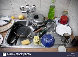 kitchen sink dishes pots pans high
