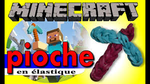 Tuto Pioche Minecraft En Elastique Rainbow Loom Bands Avec Machine Francais Youtube