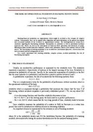 Access statistics for this journal. The Risk Of Operational Incidents In Banking Institutions Munich Personal Repec Archive