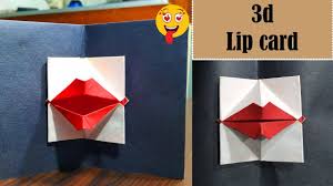 Fold the piece of paper in half hamburger style. How To Make 3d Lip Card Diy Card Using Only One Craft Paper Youtube Paper Crafts Paper Crafts Cards Diy Cards