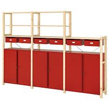 Ivar Regal Mit Schranken Schubladen Kiefer Rot Ikea Osterreich Ikea Ivar Shelves Ikea Shelving Unit Shelves