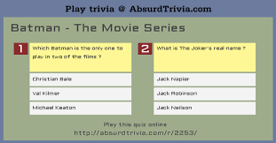 A lot of individuals admittedly had a hard t. Trivia Quiz Batman The Movie Series