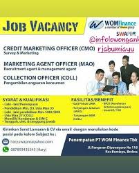 Branch credit marketing head multiguna motor (genteng) pt wahana ottomitra multiartha (wom finance), tbk. Info Loker Bumiayu Dan Sekitar ç…§ç‰‡ Facebook