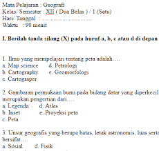 Sebagian telah dilengkapi dengan kunci jawaban. Soal Uas Ukk Geografi Kelas 12 Sma Semester 1 Tipstriksib