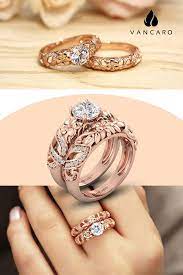 Vancaro Rose Gold Ring Set Engagement Rings Couple Rose Gold Ring Set Butterfly Engagement Ring
