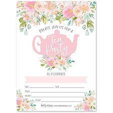 Meanwhile, if you require a more generic and free tea party invitation template, there's an abundance of options waiting for you in this catalog. Amazon Com 25 Floral Tea Party Invitations Little Girl Garden Tea Cup Time Bridal Or Baby Shower Invite High Tea Themed Ladies Event Ideas Vintage Kids Birthday Supplies Printed Or Fill In The