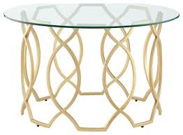 When located in a home or office, a glass top coffee table is likely to be a conversation piece. Nicole Miller Aziz Coffee Table Round Clear Glass Top Metal Frame Contemporary Coffee Tables By Inspired Home Houzz