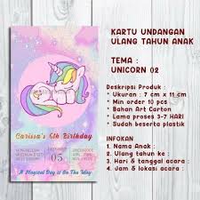 Gambar stiker ulang tahun anak anak. Kartu Undangan Ulang Tahun Unicorn Gambaran