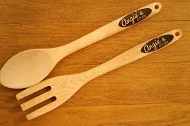 This Beautiful And Personalized Wooden Cooking Spoon And Fork Set Is The Perfect Way To Celebrate A Special Cook Or Baker Th Custom Spoons Wood Spoon Fork Set
