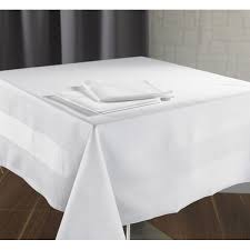 Carré, rectangulaire ou ronde en diverses dimensions; Nappe Satin 100 Coton Blanc 215 G 160x165 Cm Le Lot De 5