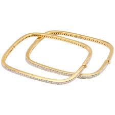 Maybe you would like to learn more about one of these? Pair Of Square Shape Diamond Bangle Bracelets For Sale At 1stdibs