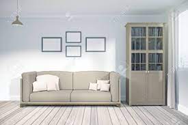 Get outside with comfortable chairs, or better yet, a front porch swing to enjoy uninterrupted views from your front porch. Front View Of Modern Living Room Interior With City View Furniture Stock Photo Picture And Royalty Free Image Image 99084137