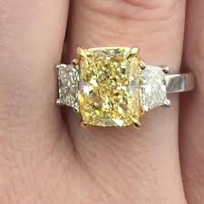 Fancy Light Yellow Diamond Ring Cushion 3 38 Carat Vs1 Yellow Diamond Rings White Gold Diamond Rings Rose Gold Engagement Ring