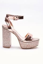 This is a new color with a rose gold chromed base and ankle. Rose Gold Platform Heels In The Style