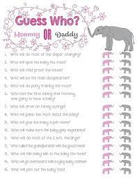 Guess Who Baby Shower Game Elephant Baby Girl Shower Game Etsy In 2021 Disney Baby Shower Baby Shower Questions Baby Shower Fun