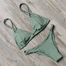 Green Cheeky Triangle Cheap Brazilian Cut Bikinis Set