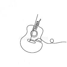 One Line Drawing Acoustic Guitar Music Instrument Vector Illustration Minimalist Spon Acoustic Guitar Line Art Drawings Guitar Drawing Abstract Line Art