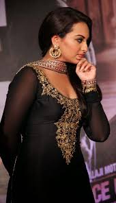Beautiful Indian Girl Sonakshi Sinha In Colorful Black Dress bra ...