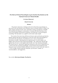 The psychologist conducts play therapy and cognitive behavioural therapy sessions (cbt) for anxiety and depressive disorders in children aged between 3 to 12. Pdf The Role Of Clinical Psychologist As Perceived By Psychiatrists At The National Center For Mental Health